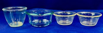 Vintage Glass Custard Cups - Signed  'Fry Ovenglass'  'Pyrex' & 'Made In USA'