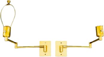 Pair Of Swing Arm Extendable Brass Wall Sconces