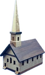 Handmade Model Scale Wooden Church -  Signed 'Vintage Village Fairfax, VT'