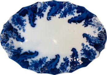 W.H. Grindley Flow Blue Argyle Oval Serving Platter