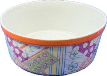 Porcelain Souffle Baking Dish 9' Signed - 'Patchwork RFB For Taste Setter'