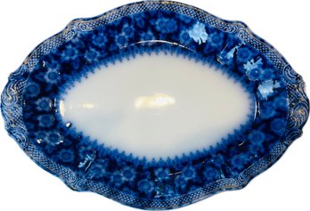 Antique Staffordshire Platter - Signed On Base - Grindley Grace Flow Blue