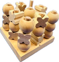 New In Box! Three Dimensional Wooden Tic Tac Toe Board