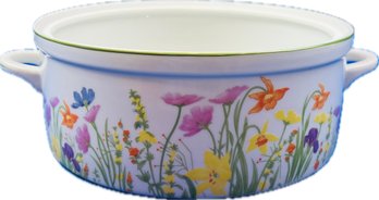 Porcelain Casserole - Signed 'Seymour Mann Inc.'  Day Lily Pattern