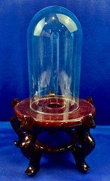 Glass Dome On Rosewood Style Chinoiserie Base