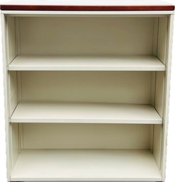 Metal Bookcase With -with Melamine And Wooden Trim