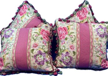 Set Of Four Matching Floral Decorative Pillows