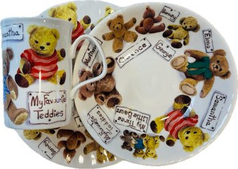 English Porcelain Child's Set - Mug, Plate, & Bowl - Signed On Base