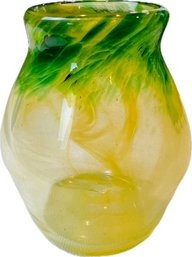 Hand Blown Artisan Glass Vase - Pontil Mark On Base