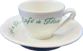 French Porcelain Demitasse Cup & Saucer - Signed 'yves Deshoulieres Aplico France'