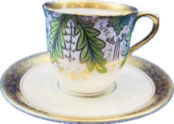 Antique Porcelain Demitasse Cup & Saucer - Signed 'Old Rockingham Crown Sutherland Reproduction' & 'Rosenthal'