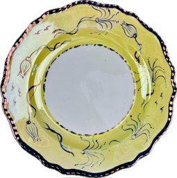 Antique English Porcelain Plate - Yellow With Lusterware Accents