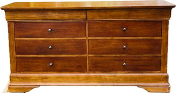 Dresser - Six Dovetailed Drawers, Cherry Finish, Bracket Feet, & Pewter Pulls