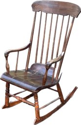 Vintage Rocking Chair - Solid Wood - Distinctive Curbed Seat