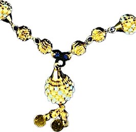 Beaded Gold Necklace - Signed 'MN216'