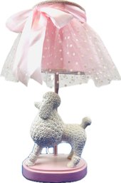 Poodle Lamp With Pink Polka Tulle Overlay On Shade