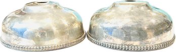 Antique Silver Plate Serving Dome Covers With Gadroon Border Detailing