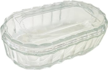 Covered Glass Butter Dish - Signed 'Italy'