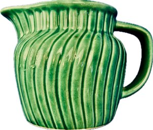 Vintage Ceramic Vertical Wave Ribbed Pitcher