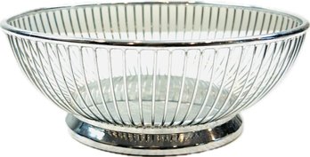 Mid Century Alessi Italian Stainless Steel Bread Basket - Signed 'Alfra Italy'