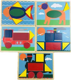 Melissa & Doug Beginner Pattern Blocks -10 Puzzles