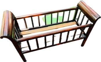 Wooden Baby Crib With Sleigh Bed Style & Spool Design - Cherry Finish