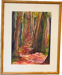 Original Signed & Framed Watercolor & Ink - Signed Pinny Kuckel - Into The Woods