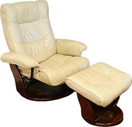 Leather Reclining Chair And Foot Stool