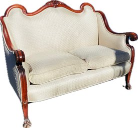 Elegant Carved And Upholstered Vintage Settee