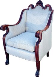 Elegant Carved And Upholstered Vintage Side Chair - White/Cream Colored Upholstery