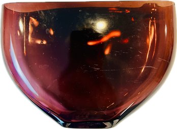 Cranberry Glass Modernist Style Glass Vase - Signed 'Winston'
