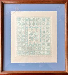 Signed & Numbered Mary Rutherford Country Sampler Embossed Art Print -  Signed With Title, Number, Signature