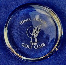 Glass Paperweight With Golf Club Logo