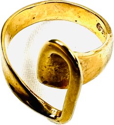 Modernist Abstract 18K Gold Electroplate Ring - Size 8 - Signed '18K HGE'