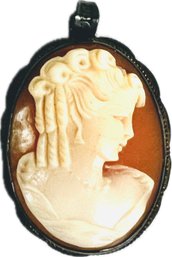 Vintage Cameo With Sterling Silver Bezel & Loop