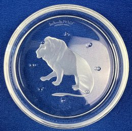 Val St. Lambert Cut Crystal Zodiac Coaster - Signed 'Val St Lambert'