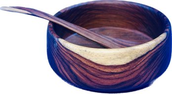 Wooden Bowl & Matching Spoon - 3.75'