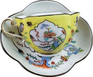 Old Meissen Porcelain Yellow Ground Kakiemon Cup & Saucer - Signed On Base