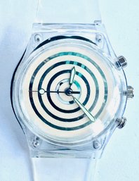 Vintage Modernist Wrist Watch - Clear Plastic Design