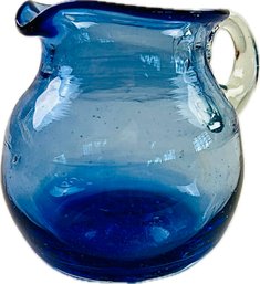 Vintage Hand Blown Small Glass Pitcher - Pontil Mark On Base