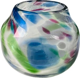 Hand Blown Artisan Studio Glass Vase - Pontil Mark On Base