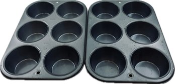 Two Ecko JUMBO 6 Muffin Pans - Made In USA