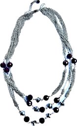 Silver Tone & Beaded Necklace - Signed 'White House - Black Market'