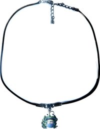 Leather Cord Necklace With Charm & Silver Tone Lobster Clasp