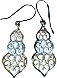 Tri-Gold Dangle Earrings