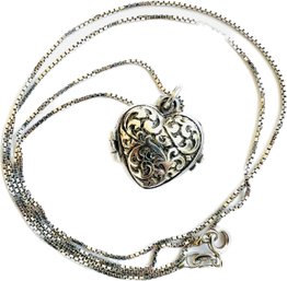 Sterling Silver Heart Charm & Sterling Silver Chain - Both Signed '925'