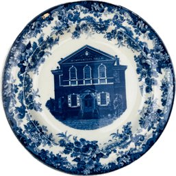 Minton's Wright, Tyndale, & Van Roden Philadelphia Carpenters Hall Blue And White Plate - Signed On Base