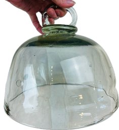 Heavy Glass Cloche Bell Jar - Appears Hand Blown - Light Green Cast Coloration