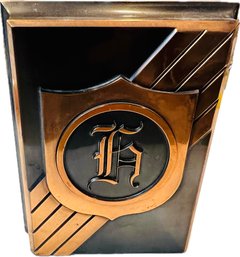 Vintage Copper & Wooden Bookend - Featuring Initial 'H'