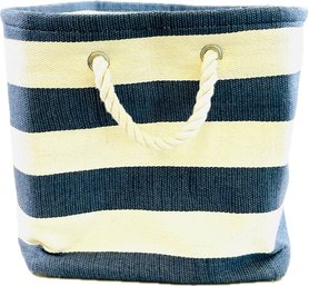 Blue & White Striped Canvas Beach Bag